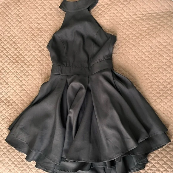 Lulus | Dresses | Lulus Black Skater Dress With Halter Top And Open Back  Size Xs | Poshmark